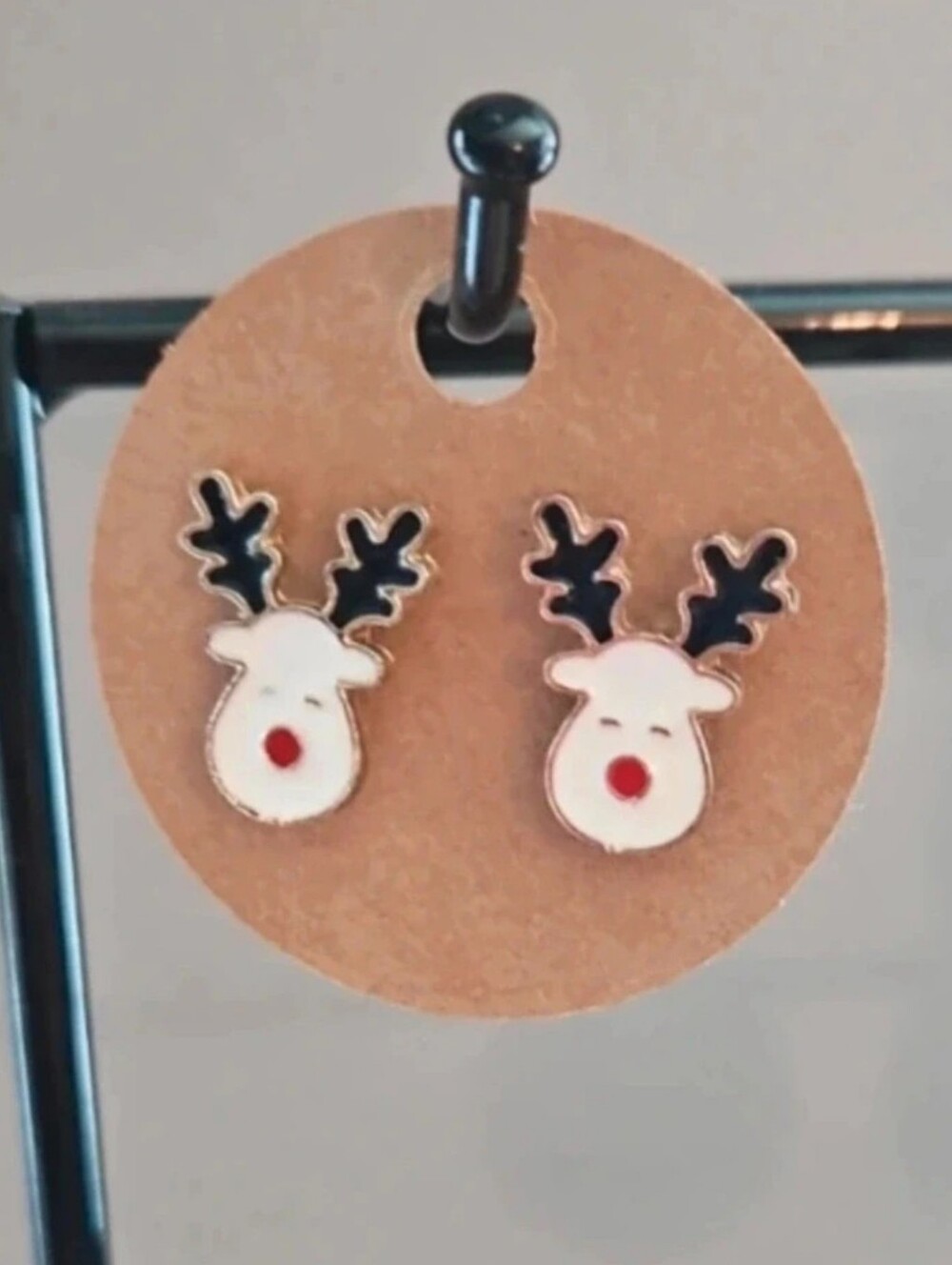 NWOT Christmas Reindeer Stud Earrings Enamel Holiday Earrings